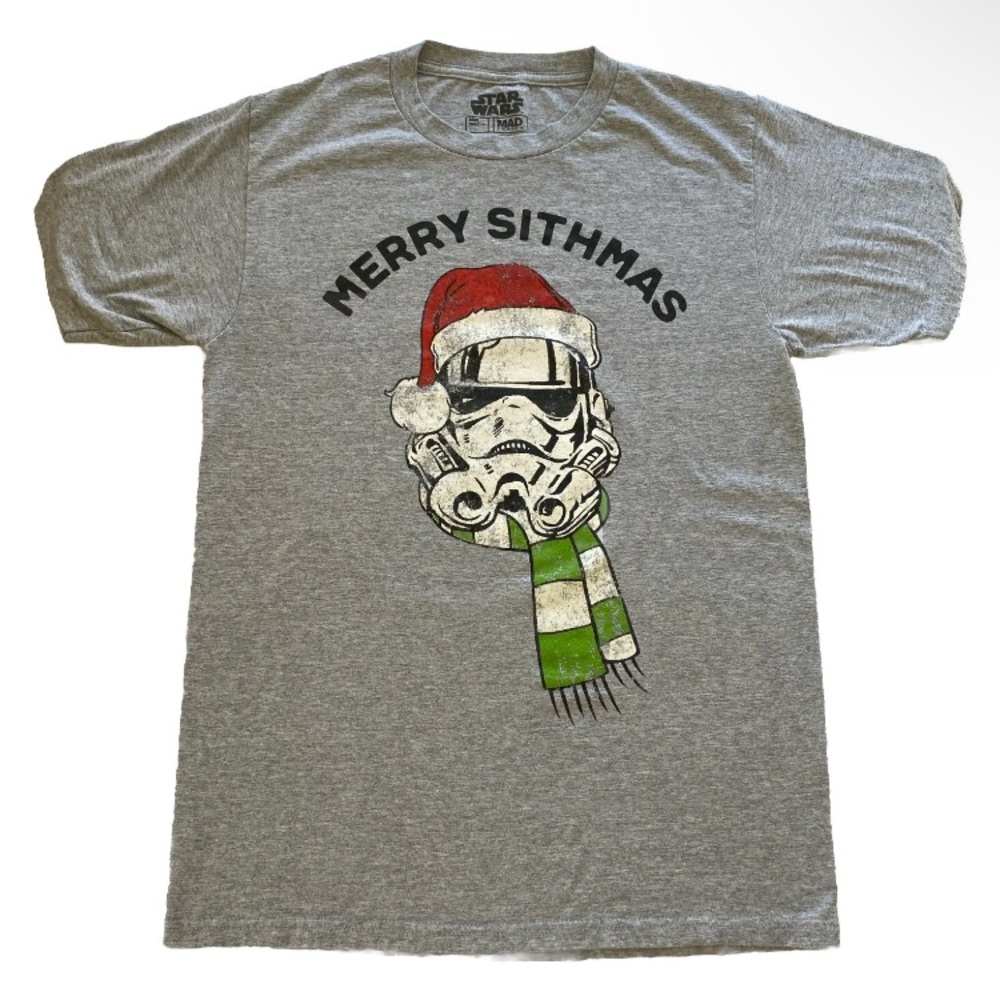 Star Wars “Merry Sithmas” Men’s Size Small S Gray T-shirt Mad Engine